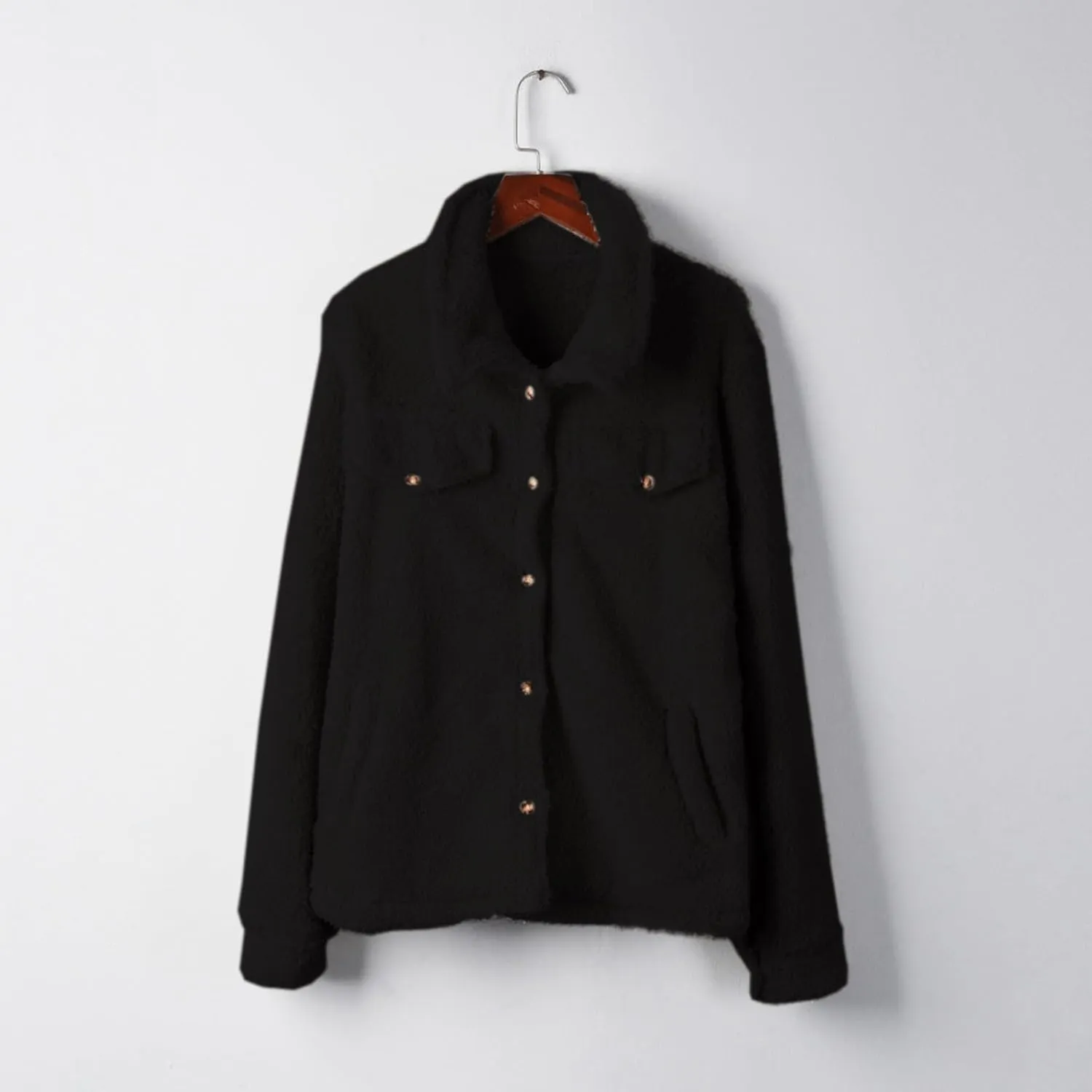 2024 Womens Sherpa Fleece Coats Winter Warm Soft Button Up Woolen Jackets Fuzzy Shacket Plus Size Short Outwear Cardigan