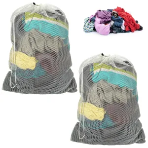 2PC Mesh Laundry Storage Wash Bag Clothes Heavy Duty College Jumbo White 36"X24"