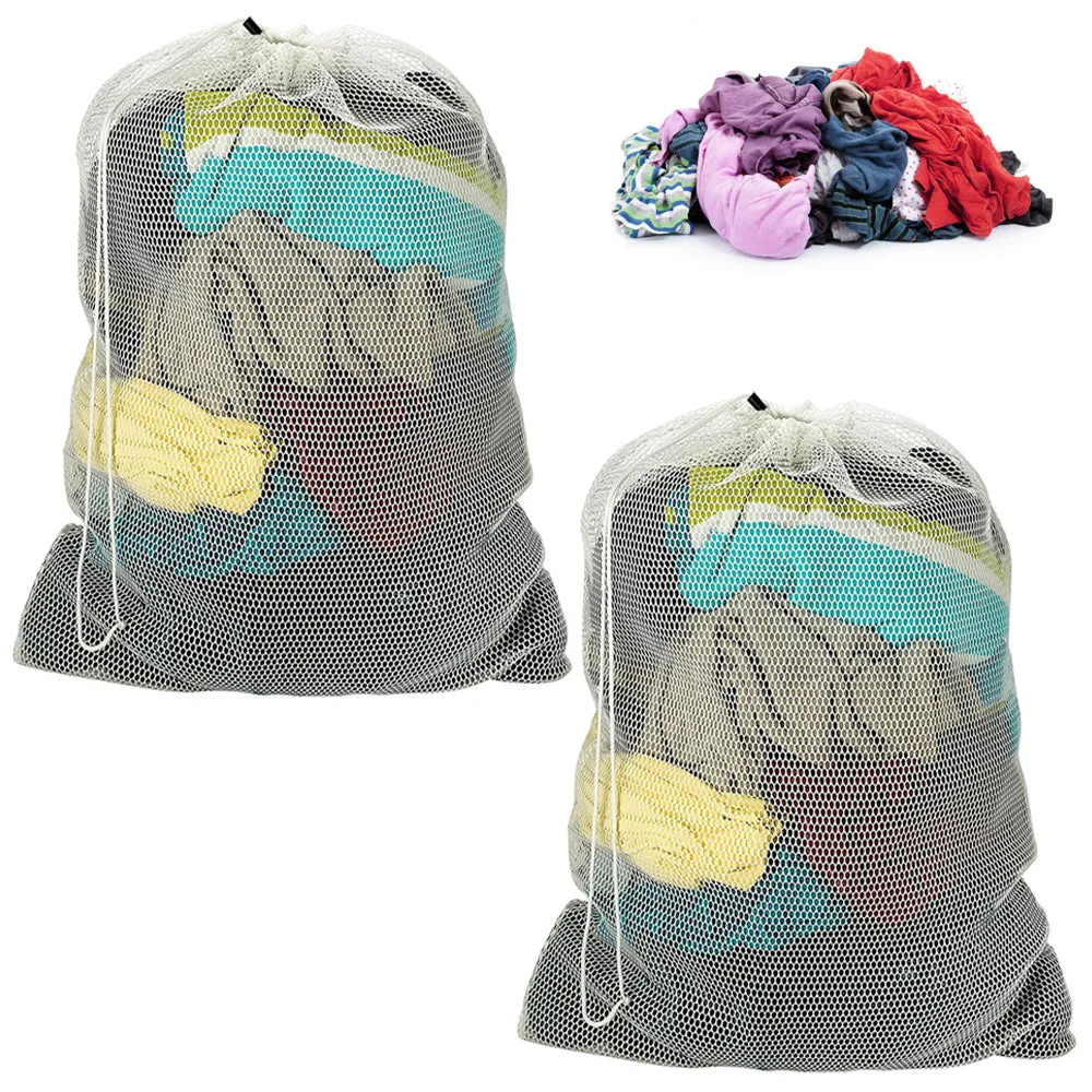 2PC Mesh Laundry Storage Wash Bag Clothes Heavy Duty College Jumbo White 36"X24"