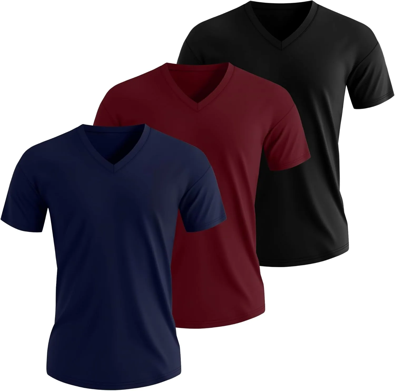 3 Pack Men's 95% Cotton Big and Tall Shirts V Neck L-5xl Plus Size Short Sleeve Soft Casual 2025 Summer Tee