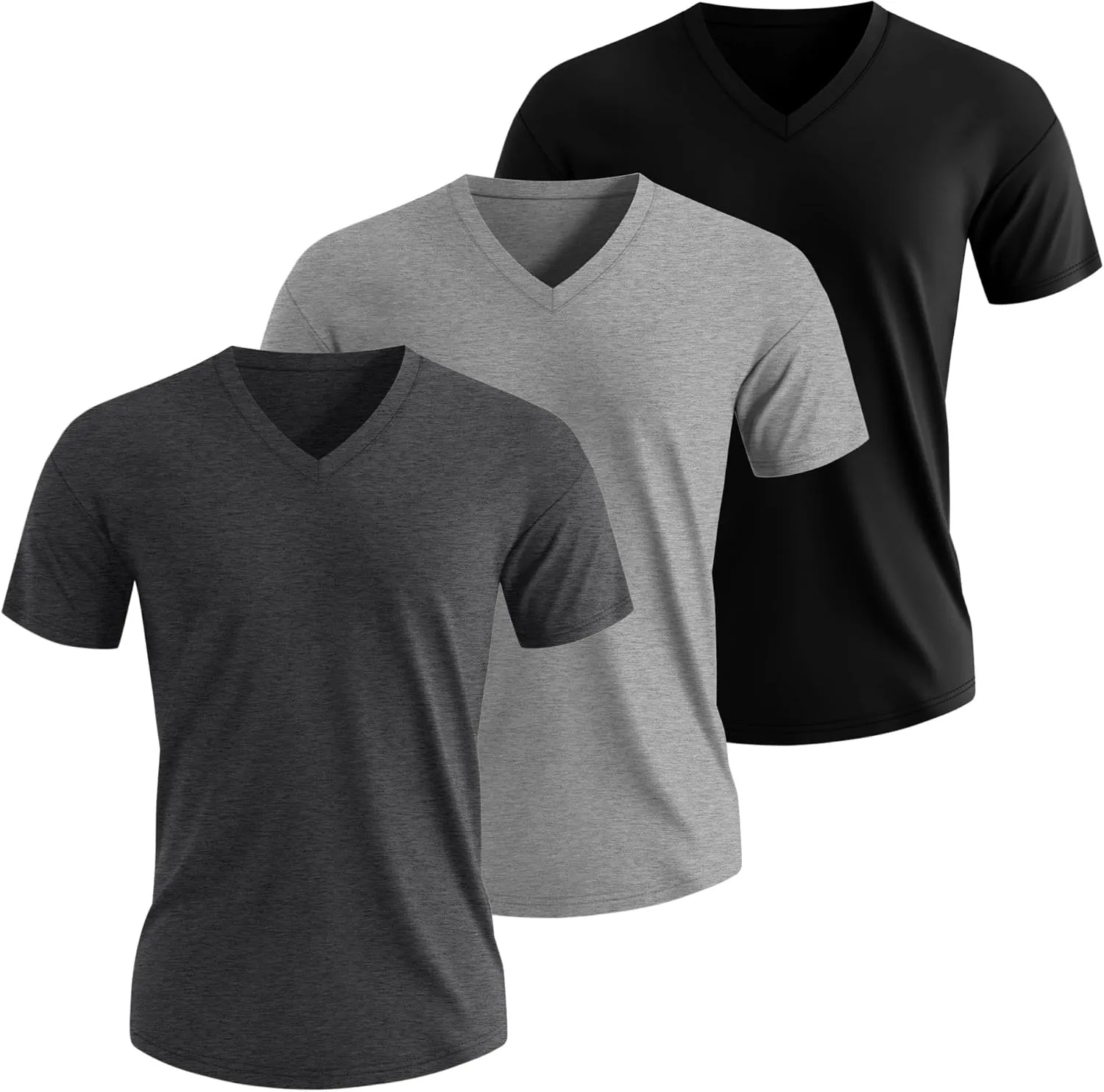 3 Pack Men's 95% Cotton Big and Tall Shirts V Neck L-5xl Plus Size Short Sleeve Soft Casual 2025 Summer Tee