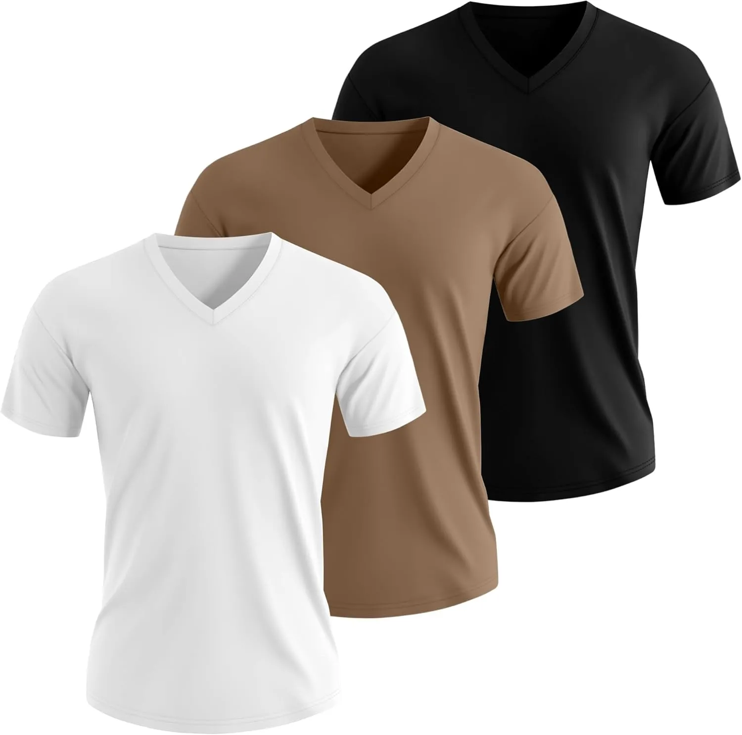 3 Pack Men's 95% Cotton Big and Tall Shirts V Neck L-5xl Plus Size Short Sleeve Soft Casual 2025 Summer Tee