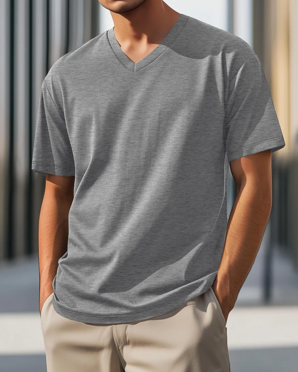 3 Pack Men's 95% Cotton Big and Tall Shirts V Neck L-5xl Plus Size Short Sleeve Soft Casual 2025 Summer Tee