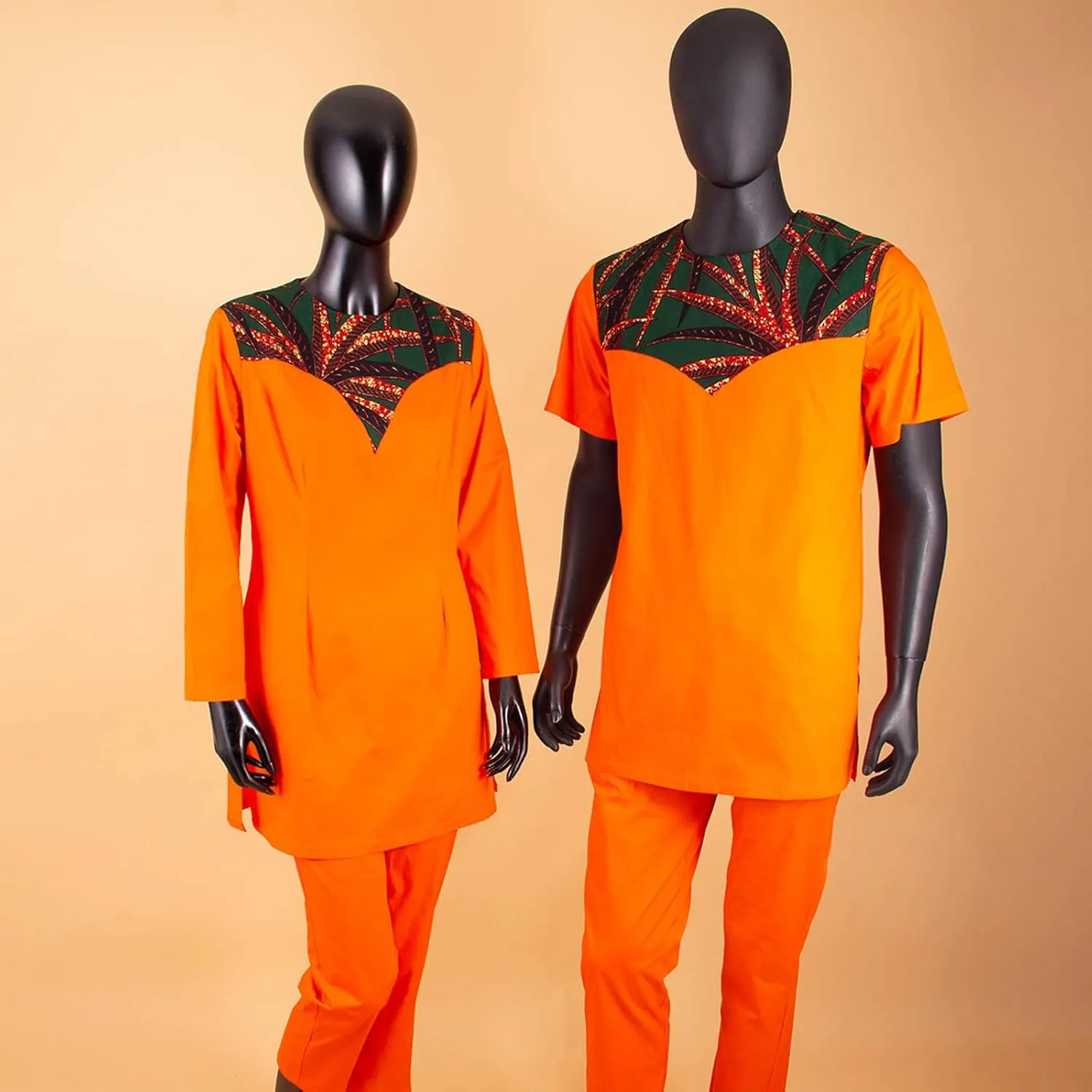 African Coupleswear Women's Ankara Printed Top and Pants Set Party Men's Top and Pants Set