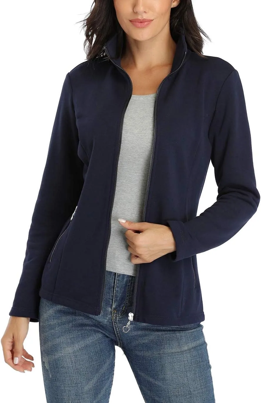 Anienaya Women's Stand Collar Lightweight Jacket Cotton Jackets Warm Slim Fit Casual Zip up Outerwear Coat
