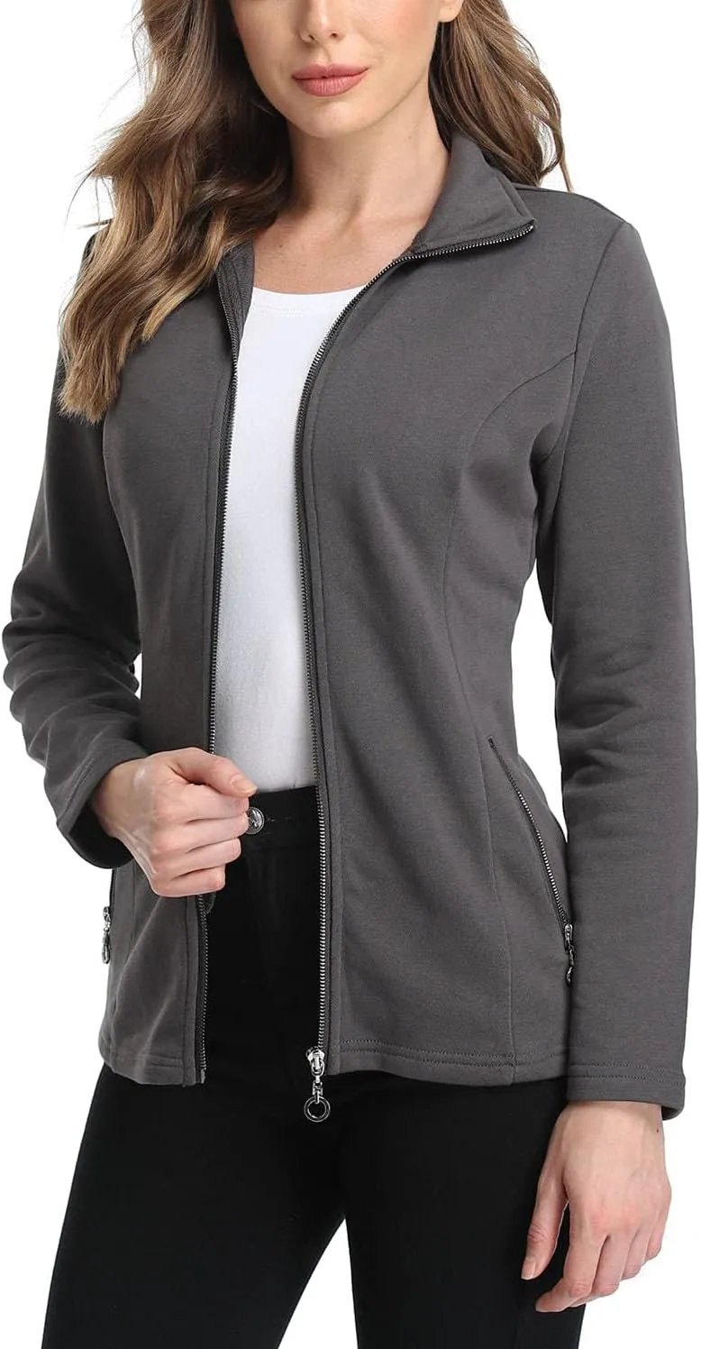 Anienaya Women's Stand Collar Lightweight Jacket Cotton Jackets Warm Slim Fit Casual Zip up Outerwear Coat