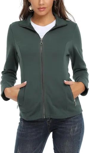 Anienaya Women's Stand Collar Lightweight Jacket Cotton Jackets Warm Slim Fit Casual Zip up Outerwear Coat