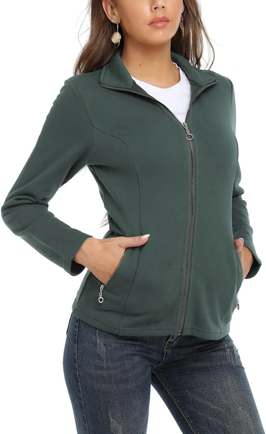 Anienaya Women's Stand Collar Lightweight Jacket Cotton Jackets Warm Slim Fit Casual Zip up Outerwear Coat