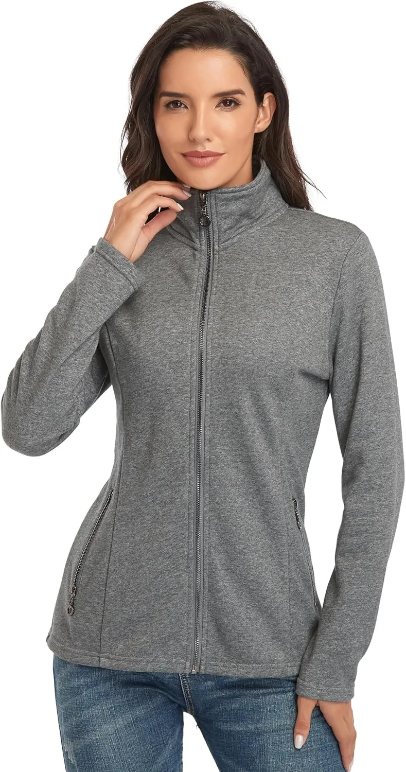 Anienaya Women's Stand Collar Lightweight Jacket Cotton Jackets Warm Slim Fit Casual Zip up Outerwear Coat