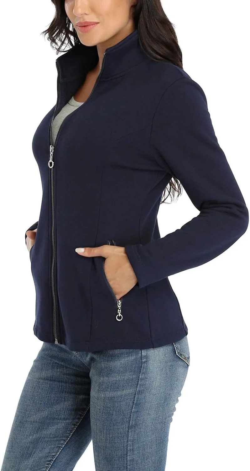 Anienaya Women's Stand Collar Lightweight Jacket Cotton Jackets Warm Slim Fit Casual Zip up Outerwear Coat
