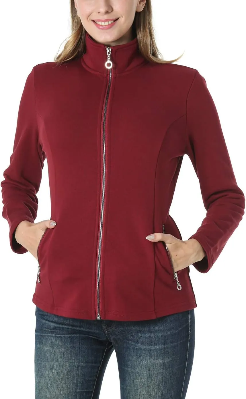 Anienaya Women's Stand Collar Lightweight Jacket Cotton Jackets Warm Slim Fit Casual Zip up Outerwear Coat