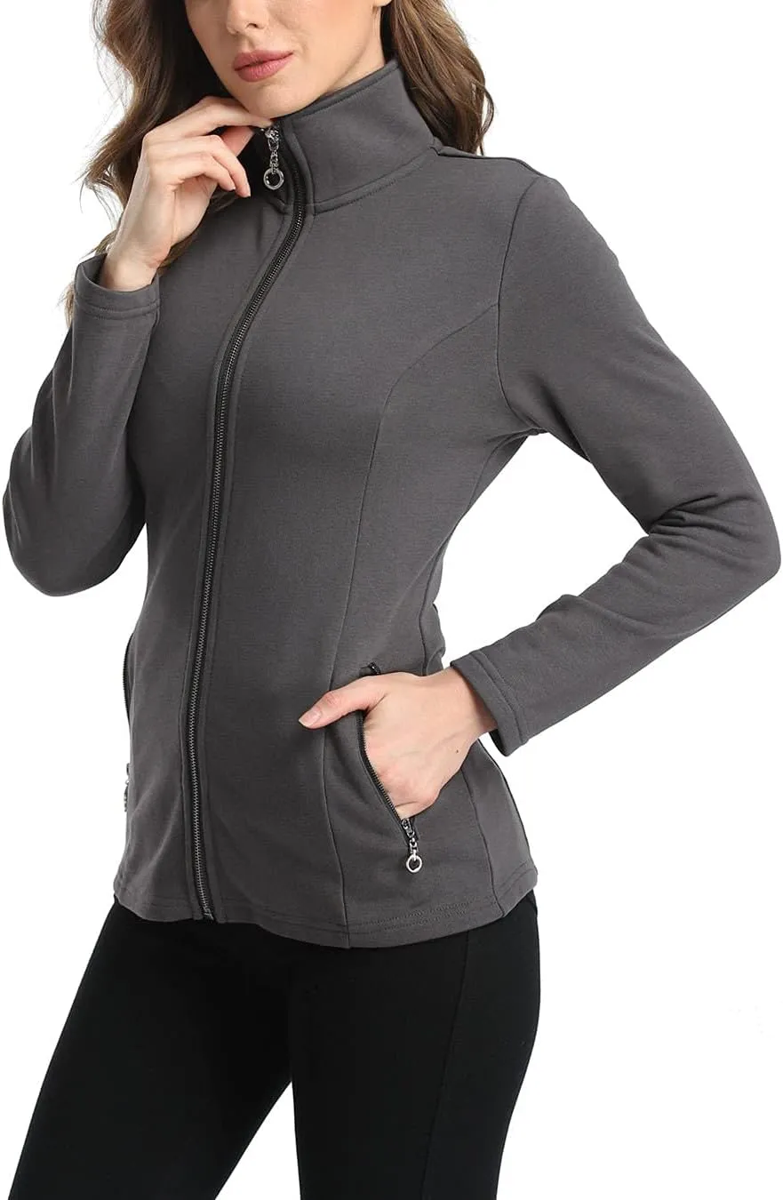 Anienaya Women's Stand Collar Lightweight Jacket Cotton Jackets Warm Slim Fit Casual Zip up Outerwear Coat
