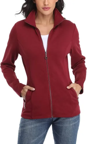 Anienaya Women's Stand Collar Lightweight Jacket Cotton Jackets Warm Slim Fit Casual Zip up Outerwear Coat