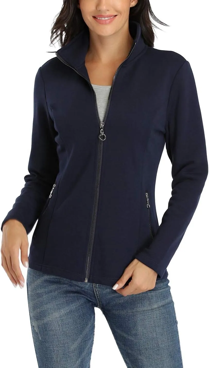 Anienaya Women's Stand Collar Lightweight Jacket Cotton Jackets Warm Slim Fit Casual Zip up Outerwear Coat