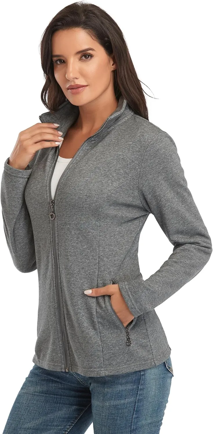 Anienaya Women's Stand Collar Lightweight Jacket Cotton Jackets Warm Slim Fit Casual Zip up Outerwear Coat