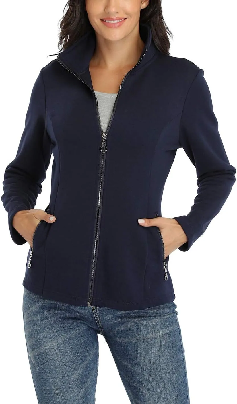 Anienaya Women's Stand Collar Lightweight Jacket Cotton Jackets Warm Slim Fit Casual Zip up Outerwear Coat