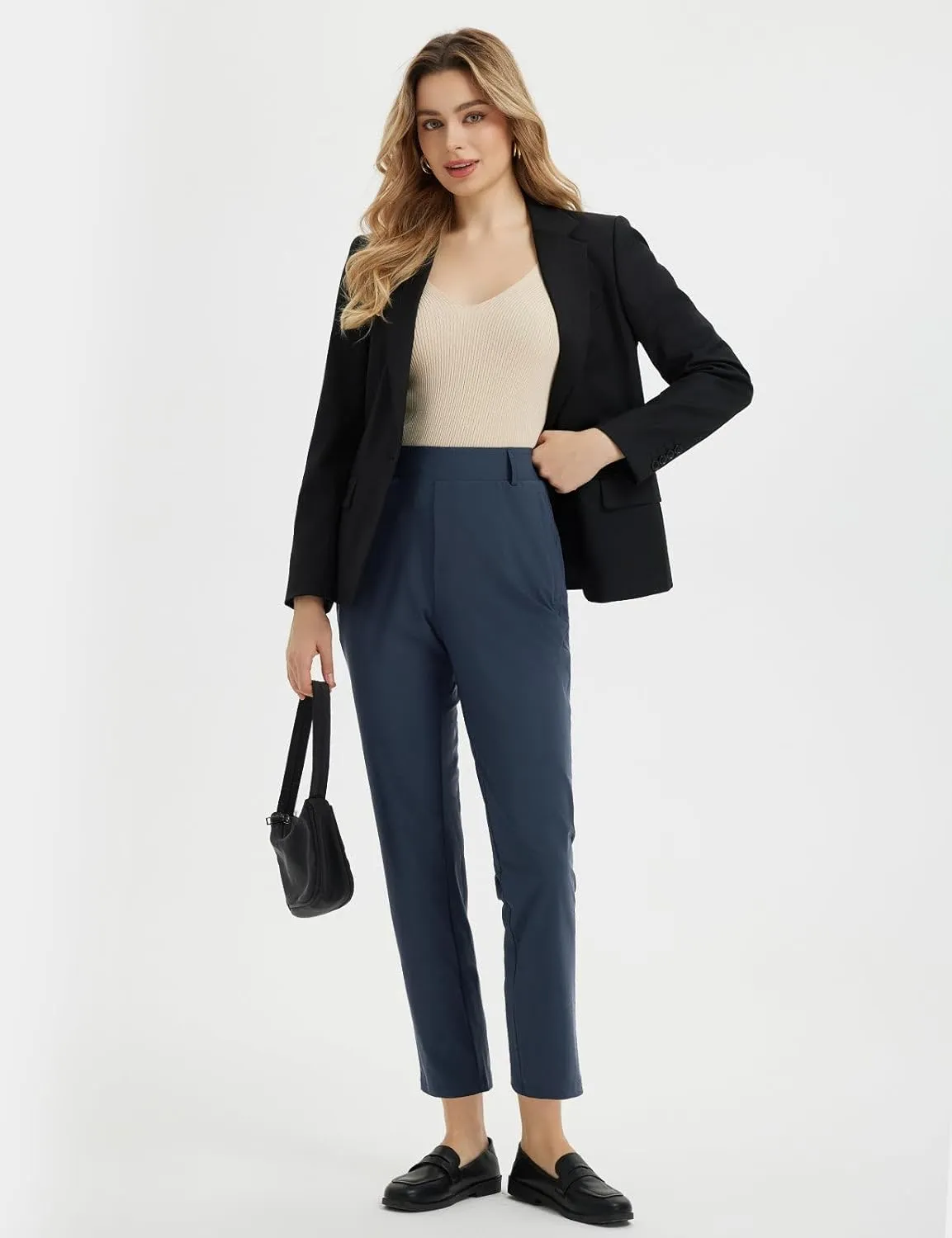 baleaf Women's Golf Pants with Belt Loops Zipper Pockets Stretch Travel Work Bussiness Dressy Casual Slacks UPF 50 