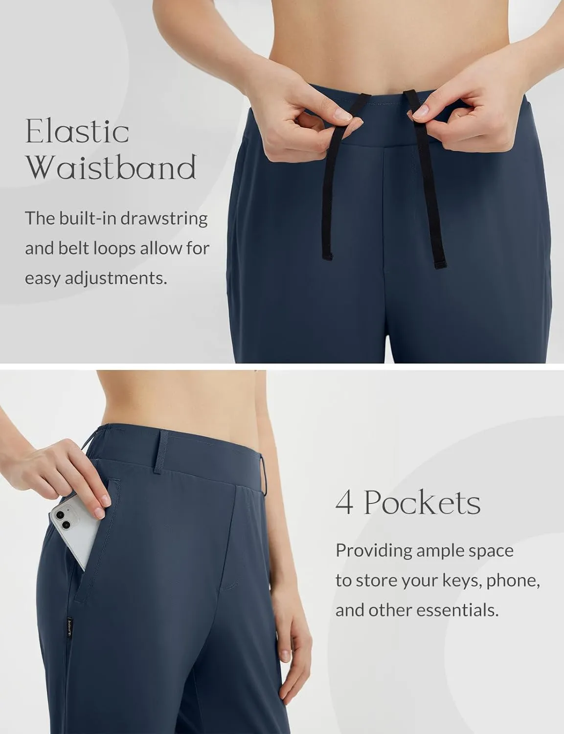 baleaf Women's Golf Pants with Belt Loops Zipper Pockets Stretch Travel Work Bussiness Dressy Casual Slacks UPF 50 