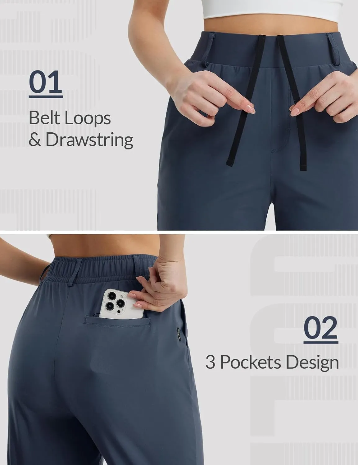 BALEAF Women's Golf Shorts 9'' Knee Length Stretch Bermuda Long Shorts Belt Loops Pockets Casual Work UPF 50 