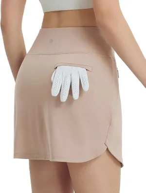 baleaf Women's Golf Skirts with 5 Pockets High Waisted Skorts Tennis Athletic Running Casual Khaki M