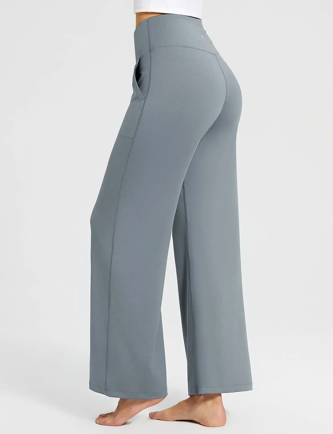 baleaf Womens Wide Leg Dress Pants Stretch High Waist Yoga Pants Casual Slacks Pockets Pull On Travel Petite Plus Size