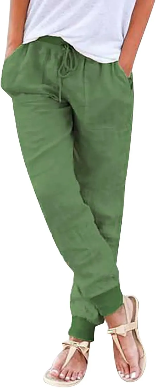 Barrel Pants for Women Winter Flowing Beach Slacks with Pockets High Waisted Water Resistant
