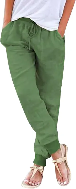 Barrel Pants for Women Winter Flowing Beach Slacks with Pockets High Waisted Water Resistant