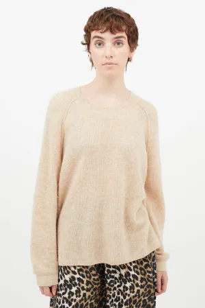 Beige Ribbed Knit Sweater