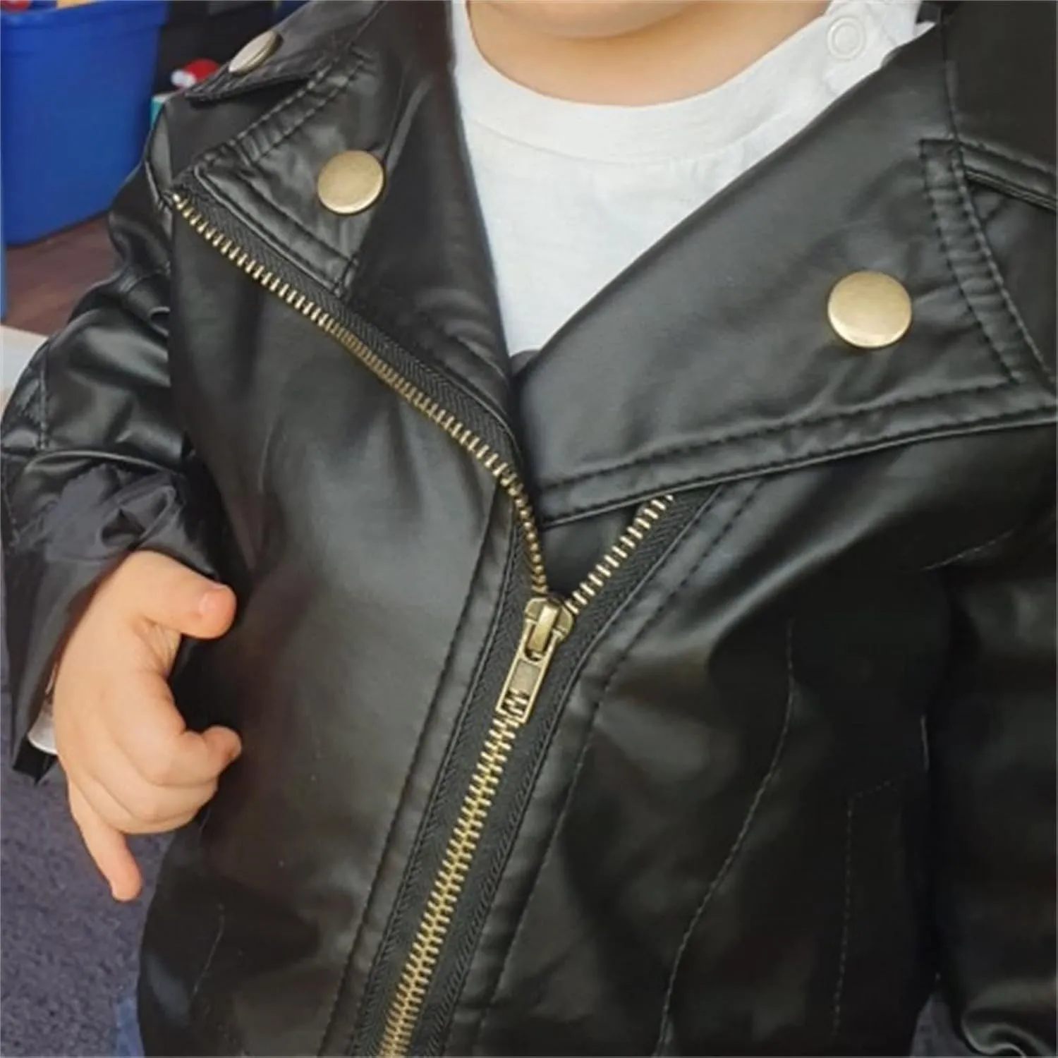 Black Leather Jacket for Toddler Girl Boy Zip up Jacket Crop Motorcycle Outerwear Coats Kids Fall Fashion Clothes