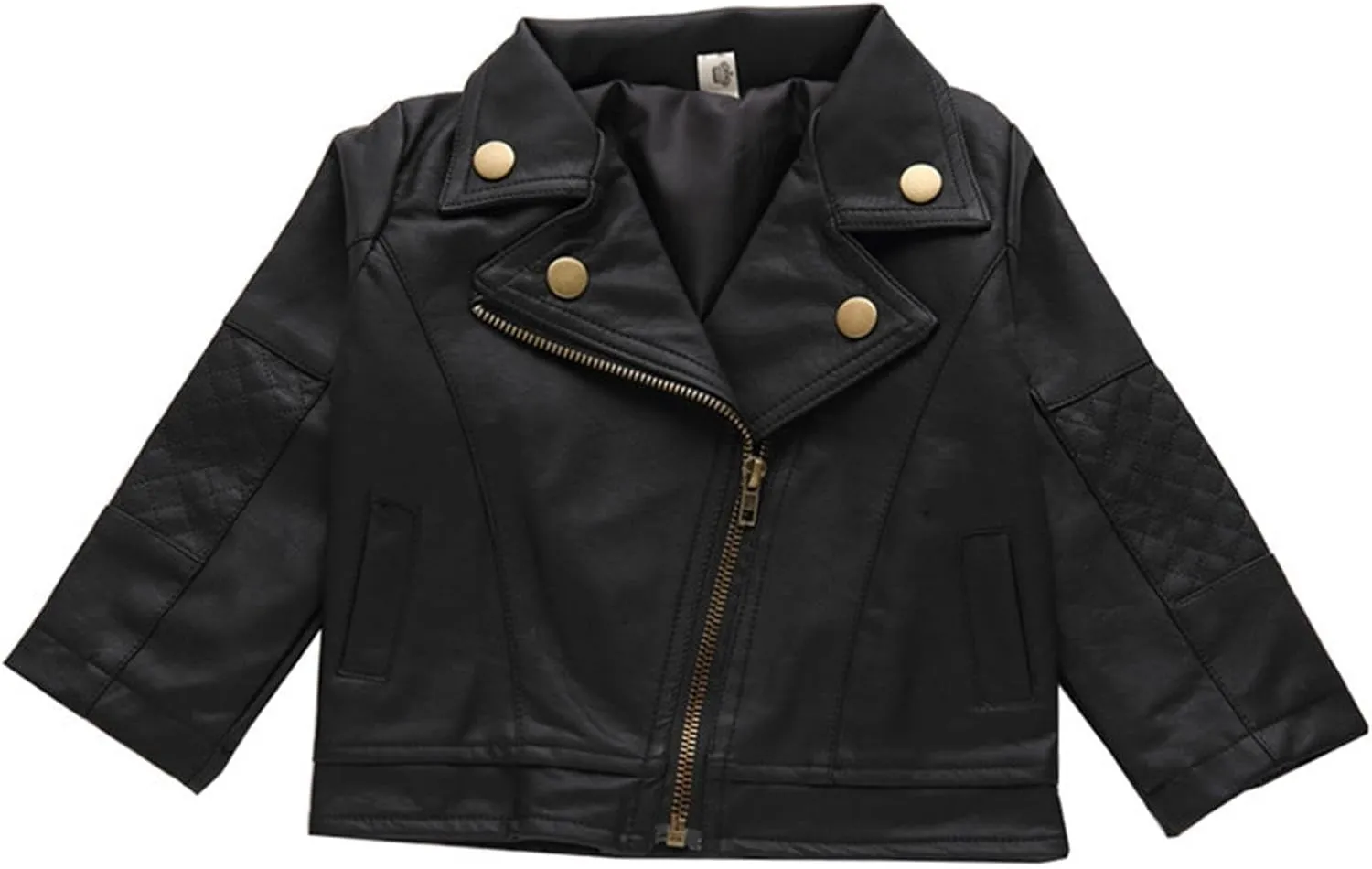 Black Leather Jacket for Toddler Girl Boy Zip up Jacket Crop Motorcycle Outerwear Coats Kids Fall Fashion Clothes