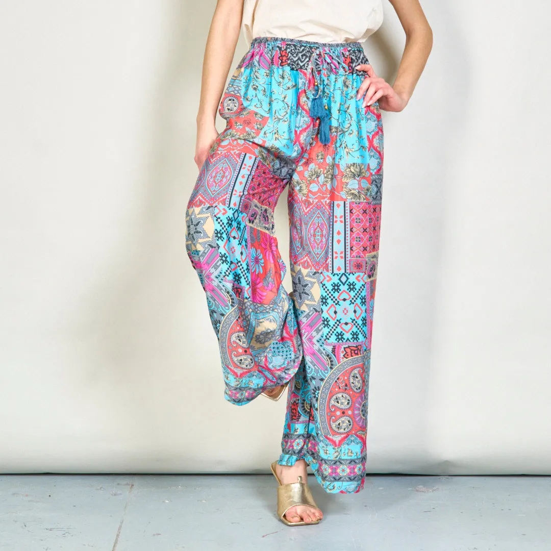 Boho wide-leg trousers with drawstring wholesale