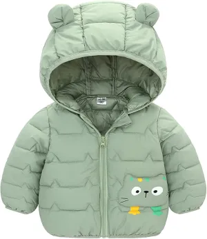 BOXIACEY Toddler Winter Coat Bear Ears Hood Down Jacket Hooded Puffer Jacket Padded Down Coats Windproof Snow Outerwear