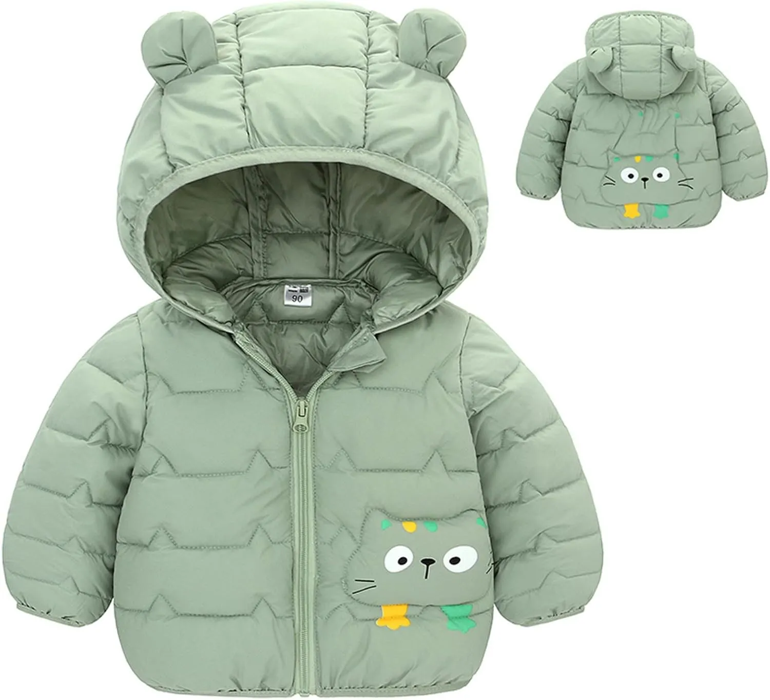 BOXIACEY Toddler Winter Coat Bear Ears Hood Down Jacket Hooded Puffer Jacket Padded Down Coats Windproof Snow Outerwear