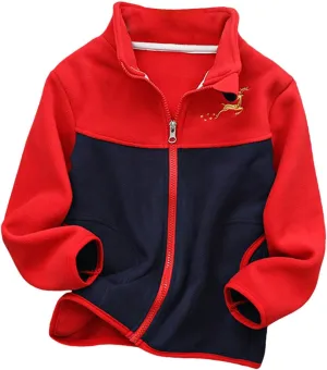 Boys Winter Jackets Coats Kids Boys Thick Cotton Padded Sports Jacket Sweatshirt Fleece Winter Coat (Red, 8-9 Years)