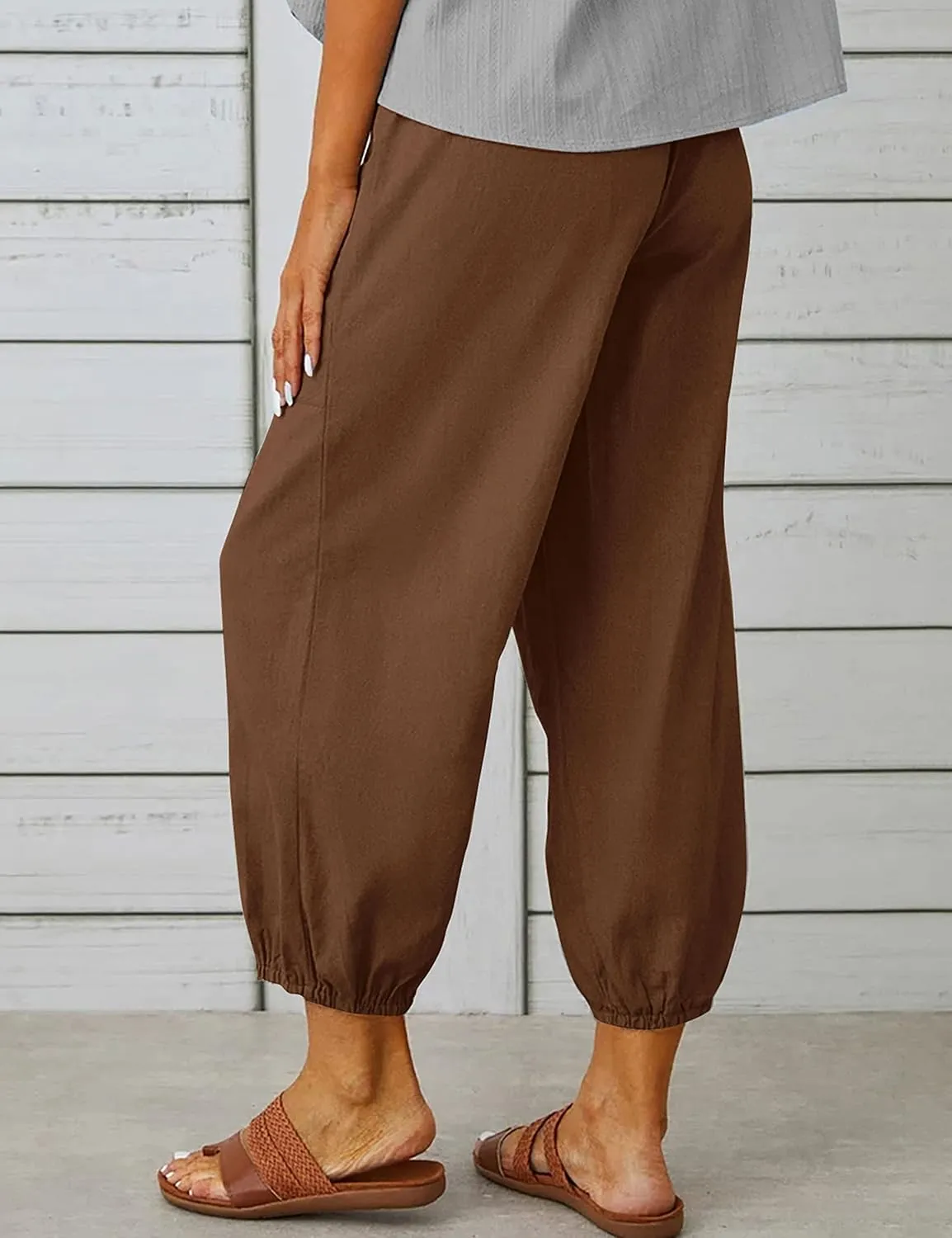 Bozanly Women's Casual Lantern Harem Loose Capris Pants Summer Yoga Slacks Trousers with Pockets