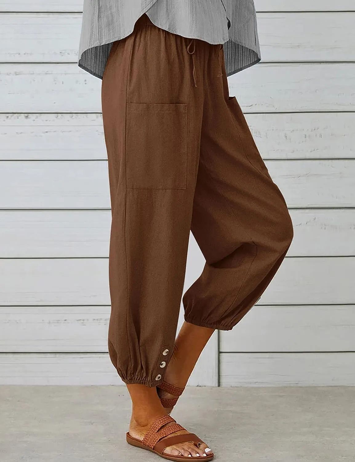 Bozanly Women's Casual Lantern Harem Loose Capris Pants Summer Yoga Slacks Trousers with Pockets