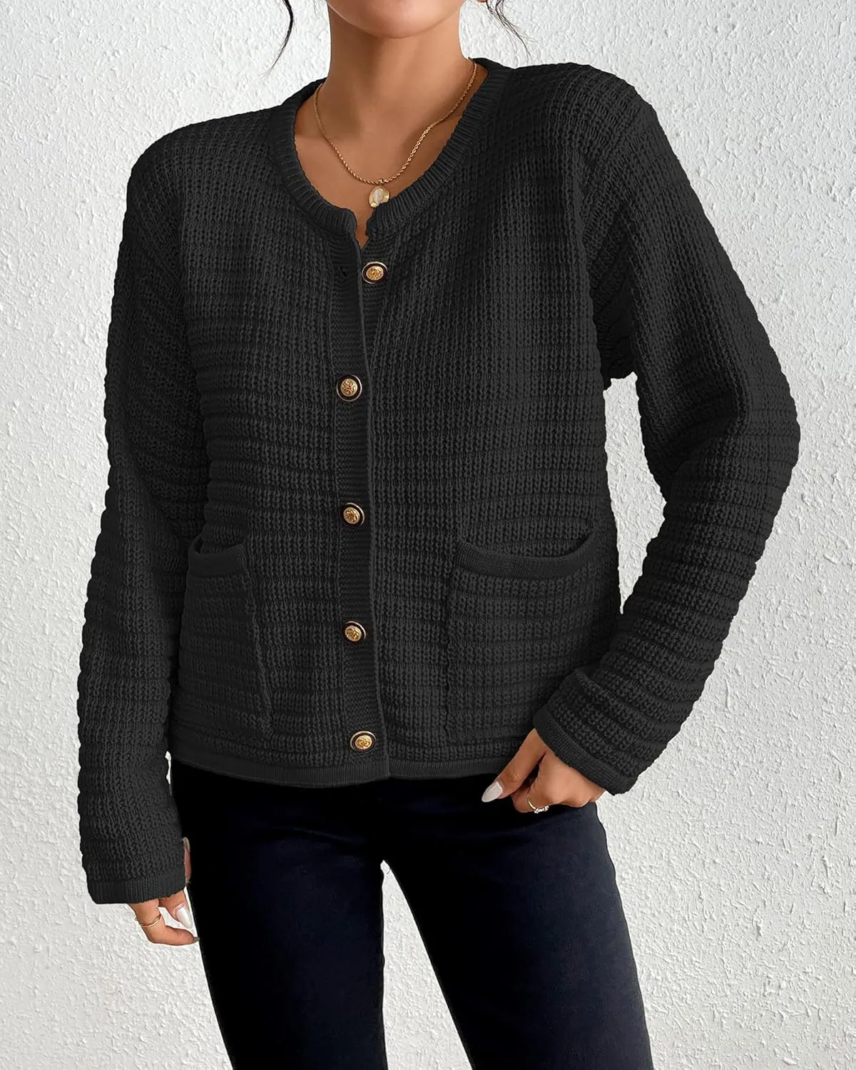 Bsubseach Womens Cardigan Sweaters 2025 Long Sleeve Open Front Button Down Knit Jackets Fall Cardigans with Pockets