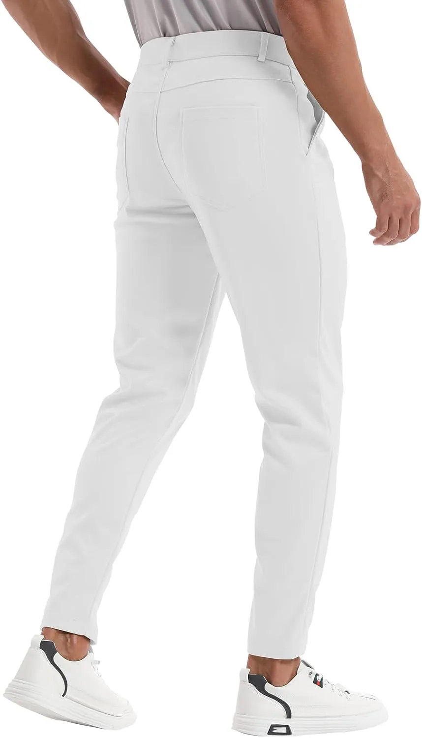 CANGHPGIN Men's Stretch Dress Pants Slim Fit Flat Front Slacks Tapered Casual Pants