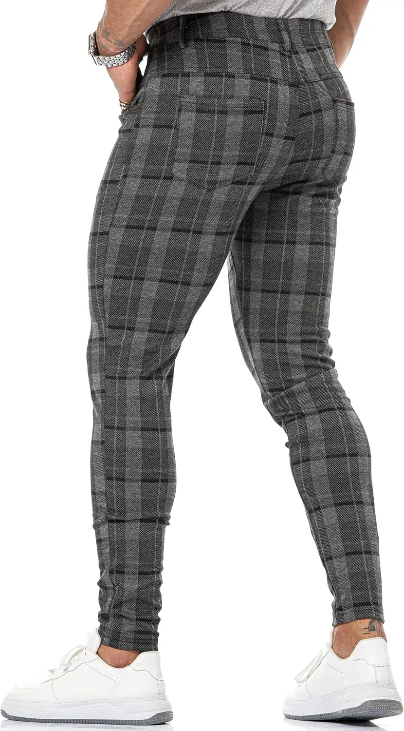 CANGHPGIN Men's Stretch Dress Pants Slim Fit Flat Front Slacks Tapered Casual Pants