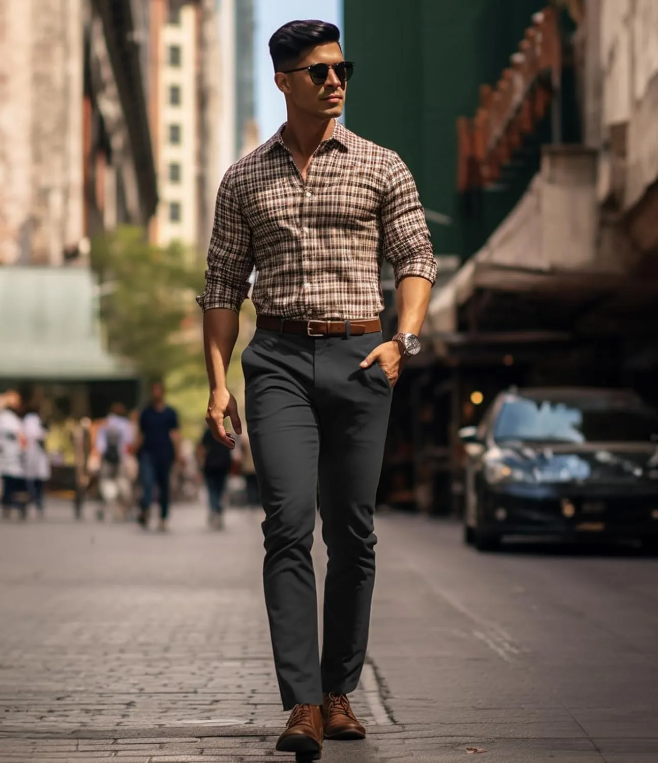 CANGHPGIN Men's Stretch Dress Pants Slim Fit Flat Front Slacks Tapered Casual Pants