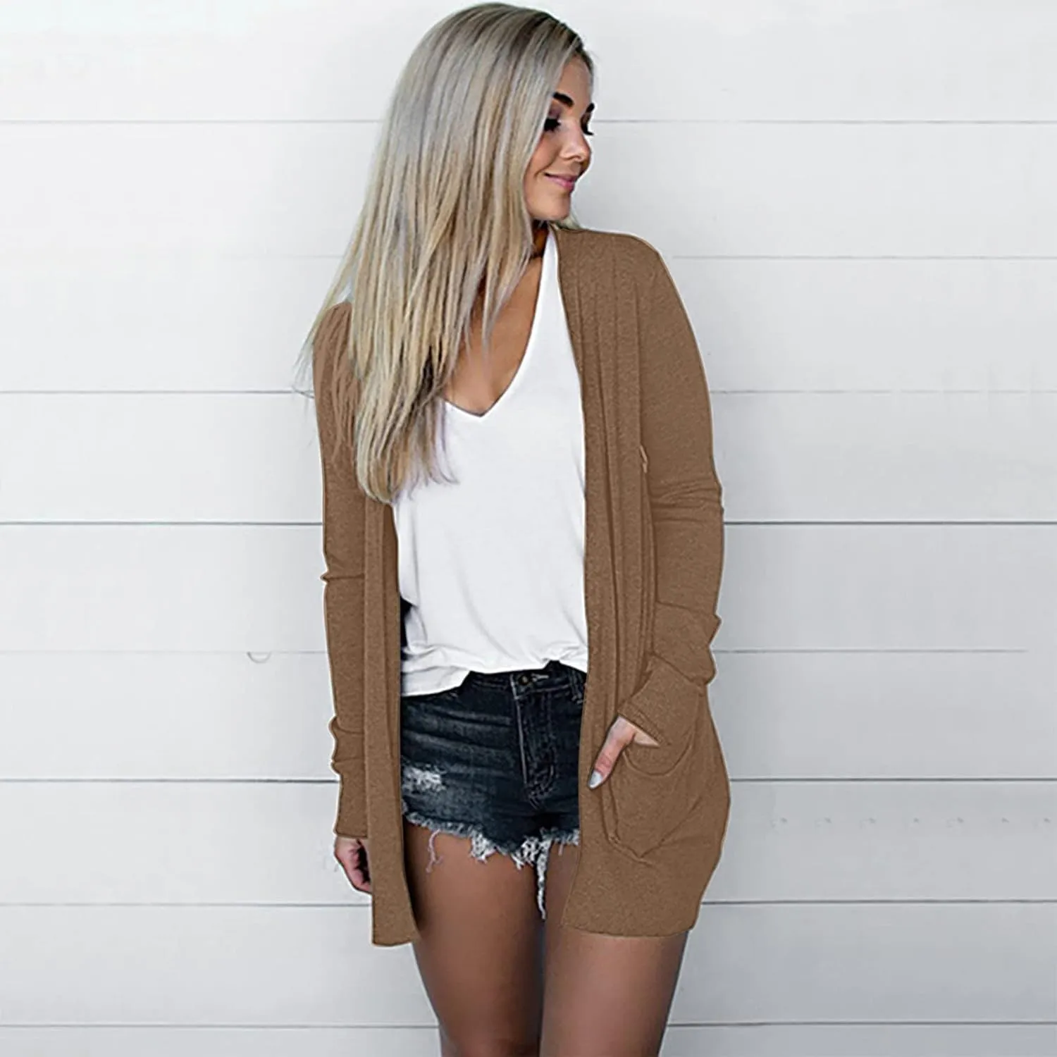 Cardigans for Women 2024,Lightweight Open Front Cardigan Shirts Trendy Dressy Blouses Casual Long Sleeve Pocket