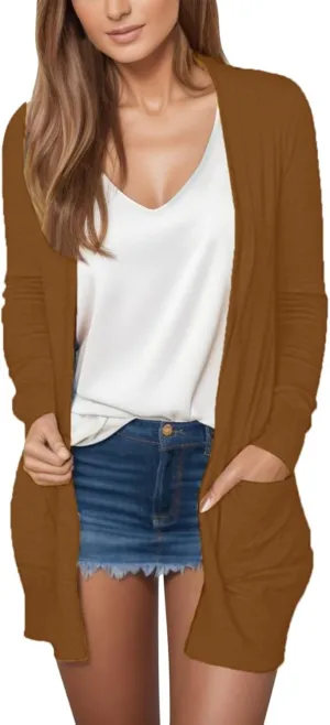 Cardigans for Women 2024,Lightweight Open Front Cardigan Shirts Trendy Dressy Blouses Casual Long Sleeve Pocket