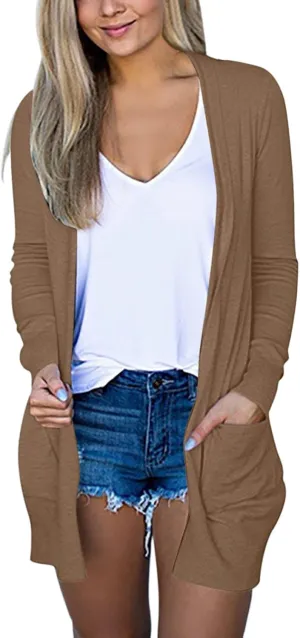 Cardigans for Women 2024,Lightweight Open Front Cardigan Shirts Trendy Dressy Blouses Casual Long Sleeve Pocket