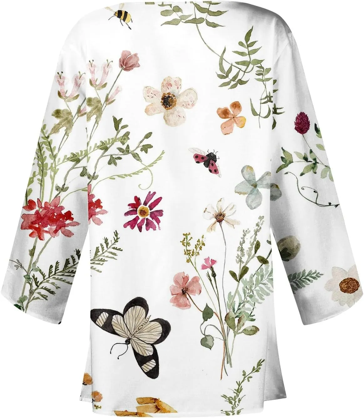Cardigans for Women Floral Printed Dressy Casual Lightweight Cardigan 3/4 Sleeve Summer Plus Size Tops