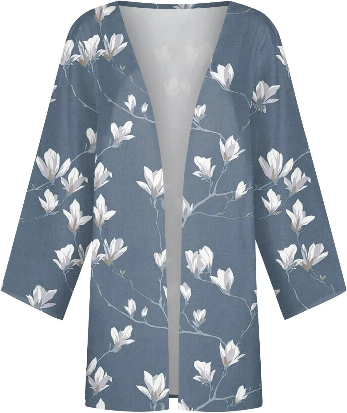 Cardigans for Women Floral Printed Dressy Casual Lightweight Cardigan 3/4 Sleeve Summer Plus Size Tops