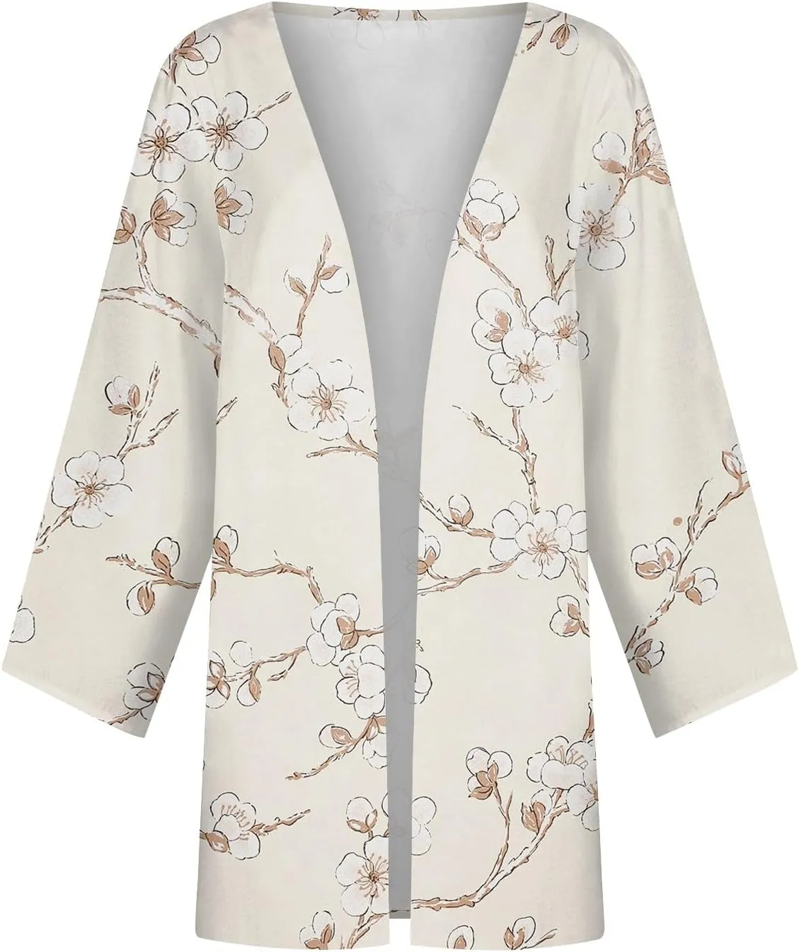 Cardigans for Women Floral Printed Dressy Casual Lightweight Cardigan 3/4 Sleeve Summer Plus Size Tops