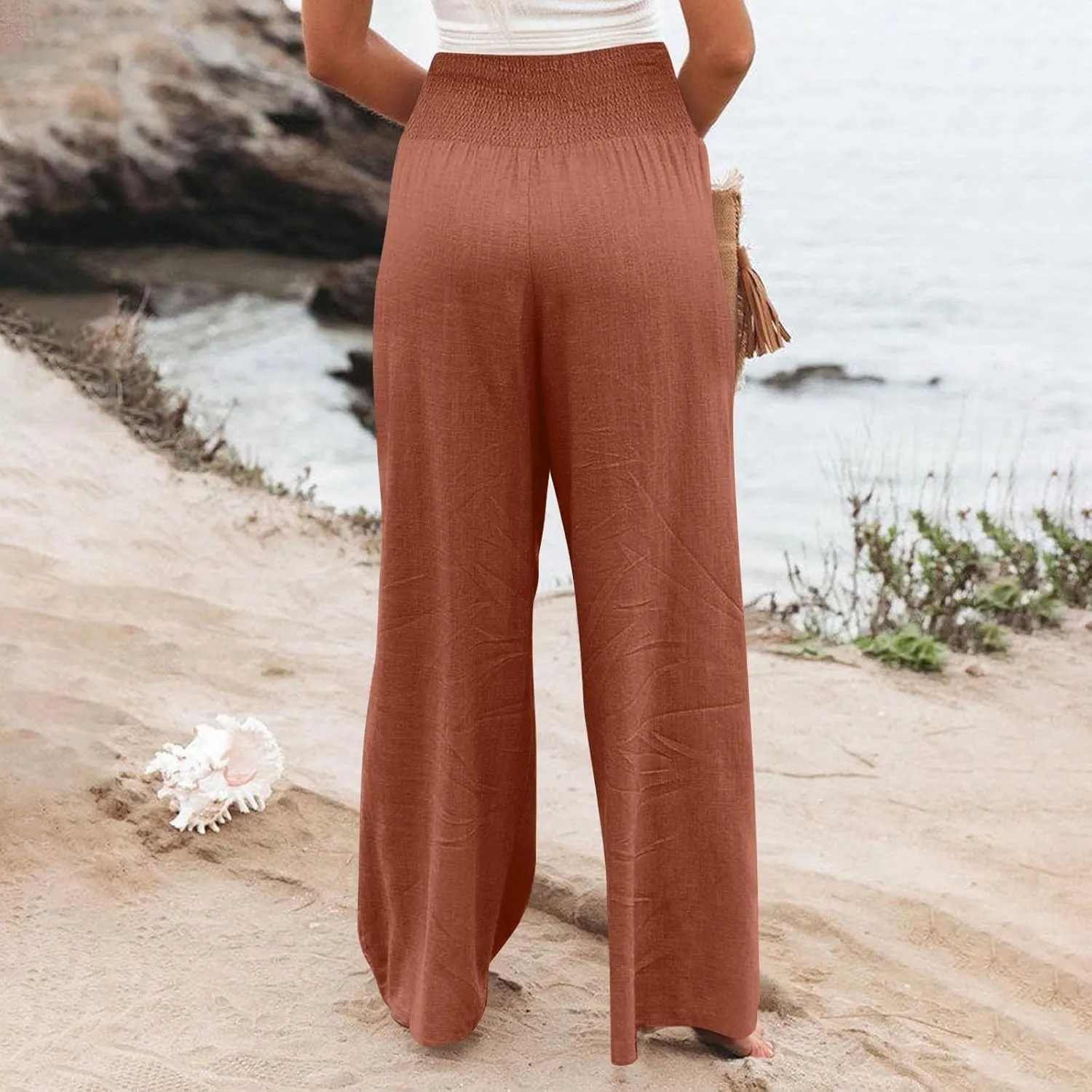Cargo Pants for Women Winter Casual Business Slacks with Pockets Solid Color Elastic Waist