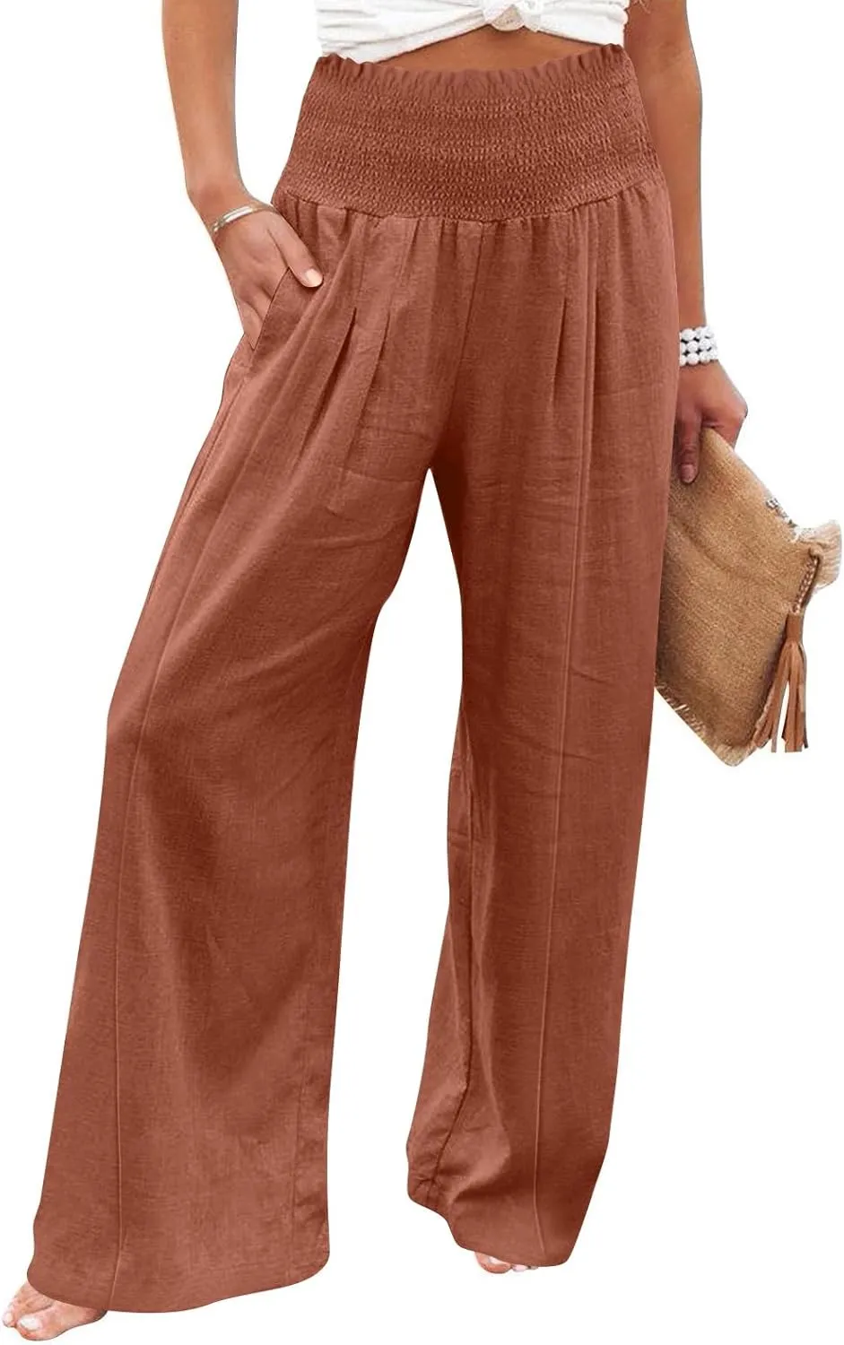 Cargo Pants for Women Winter Casual Business Slacks with Pockets Solid Color Elastic Waist