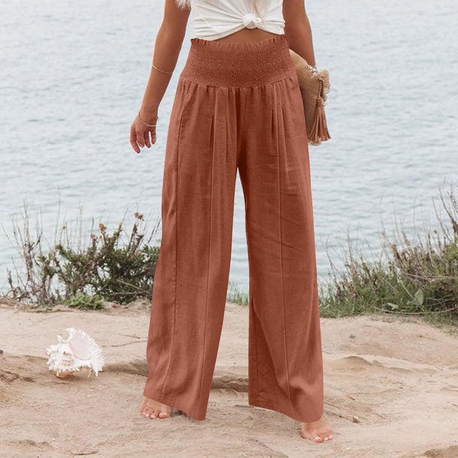 Cargo Pants for Women Winter Casual Business Slacks with Pockets Solid Color Elastic Waist