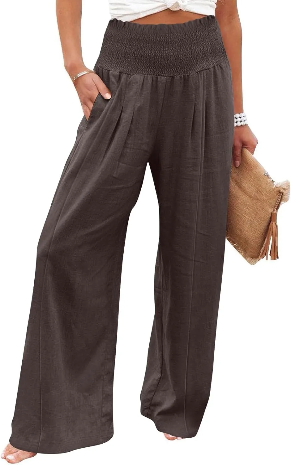 Cargo Pants for Women Winter Casual Business Slacks with Pockets Solid Color Elastic Waist